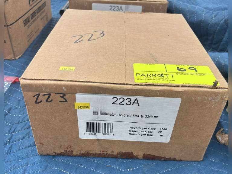 Box of 1000 223 Remington, 55 Grain FMJ, Made by Fiocchi (New & Sealed)
