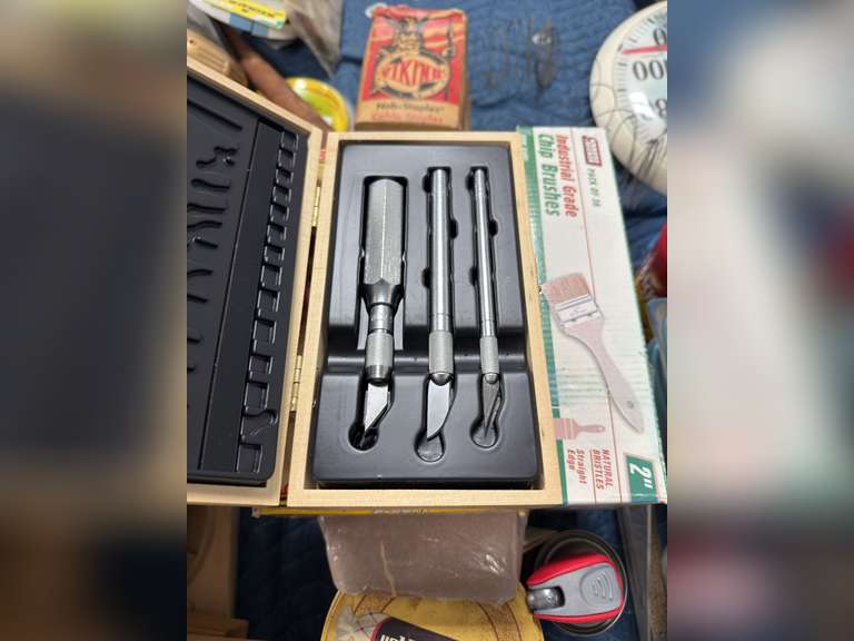 Chip brushes, cable staples, xacto knife set and more