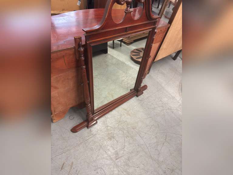 Cherry desk with attachable mirror on back