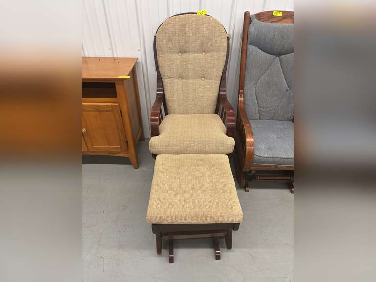 High back rocking glider with matching foot gliding stool