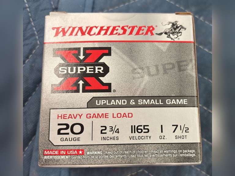 (25) Shells of Winchester Super X 20 Gauge, 2 & 3/4", 1 OZ., 7.5 Shot, Upland & Small Game Loads