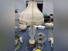 Vintage Victorian Crystal Table Lamp, Vintage Catco Italian Cut Glass Table Lamp