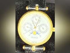 GUCCI Moon Pahe Men's Watch, Swiss Made, Black Leather Band, Quartz Movement