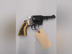 Colt Official Police Revolver, 38 Special CTG, 6 Shot, Stag Grips, Numbers Matching, Serial # 747625, Some Light Wear to finish of Cylinder