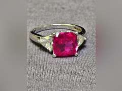 Sterling Silver & Red Stone Ring