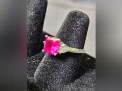 Sterling Silver & Red Stone Ring