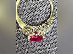 Sterling Silver & Red Stone Ring