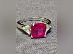 Sterling Silver & Red Stone Ring