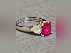 Sterling Silver & Red Stone Ring