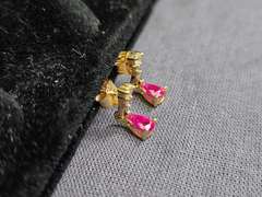 14K Gold & Ruby Earrings, 1.1 Grams