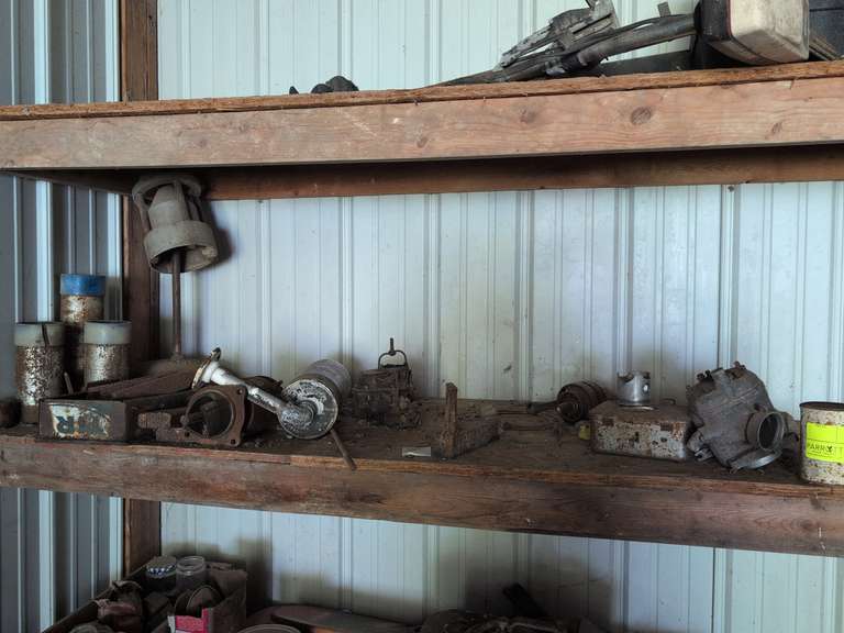 Shelf of Scrap Metal, Car Parts and Misc. Wire