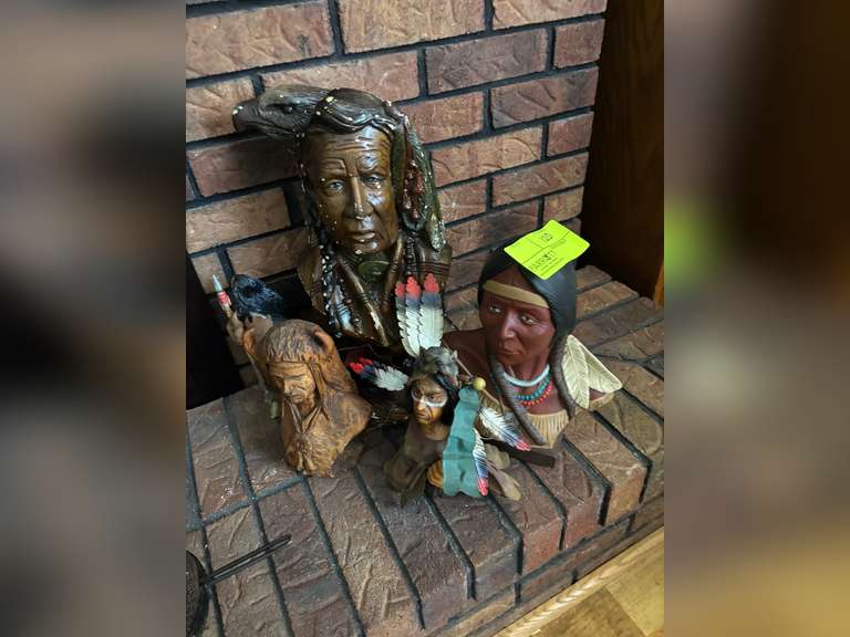Various native American busts & figure