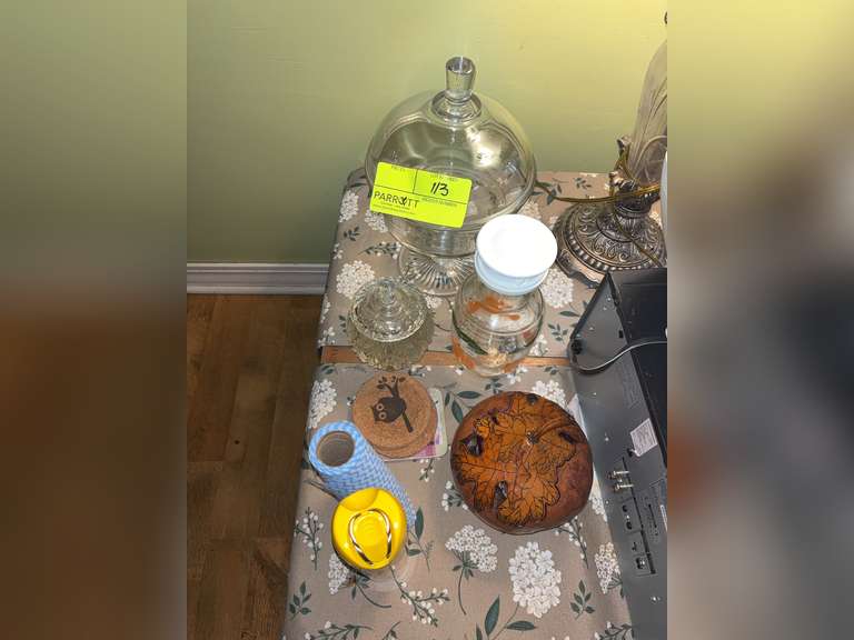 Group of misc. (orange juice jug, dried pumpkin holder, coasters, etc.)