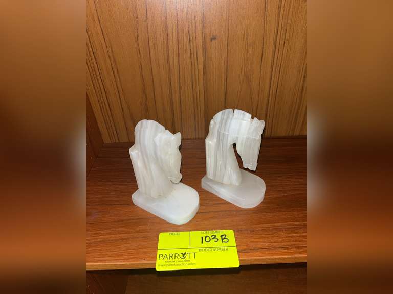 2 Marble Horse head bookends