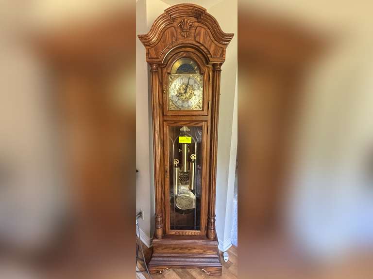 Sligh, Oak Cased Grandfather Clock, Wright Driven