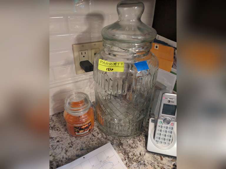 Large storage jar with lid and Yankee candle
