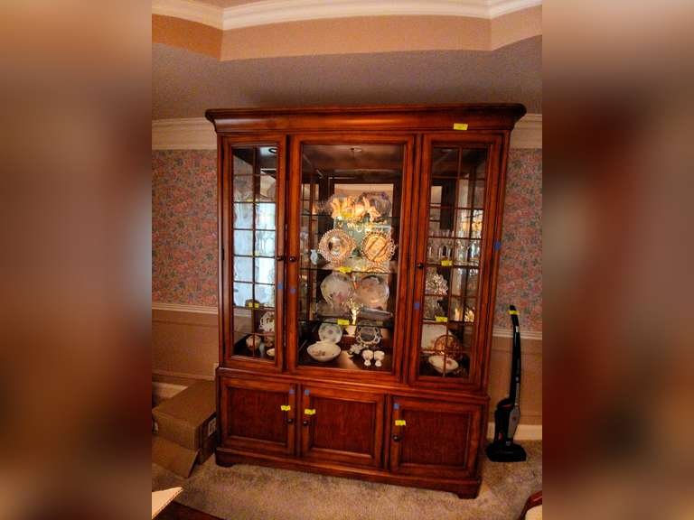 Glass and wood lighted hutch (approximately 5’ x 7’)