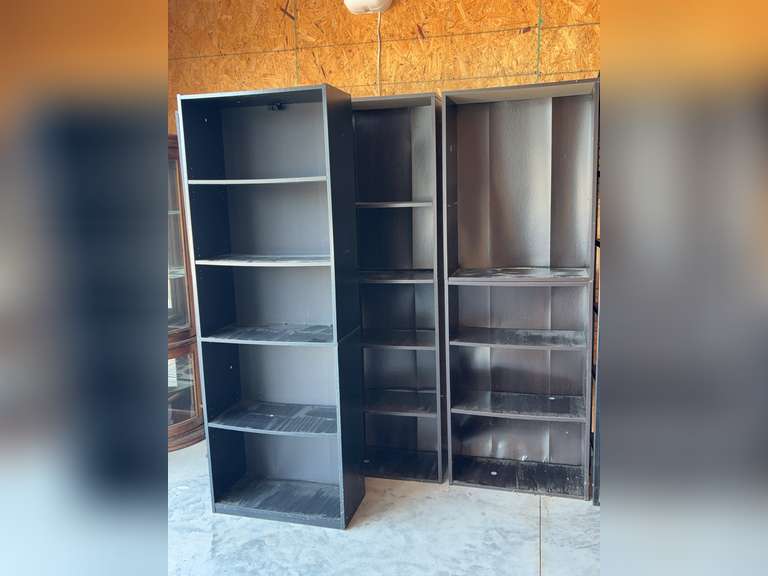 Four 5 tier Black Book Shelves