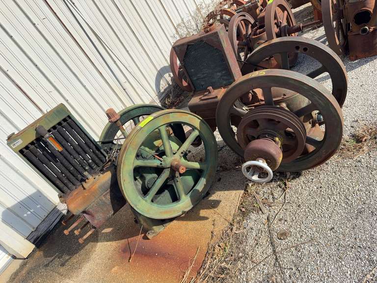 Two Hit or Miss Single Cylinder Engine Pump Jack, both with Radiators (One has Magneto)