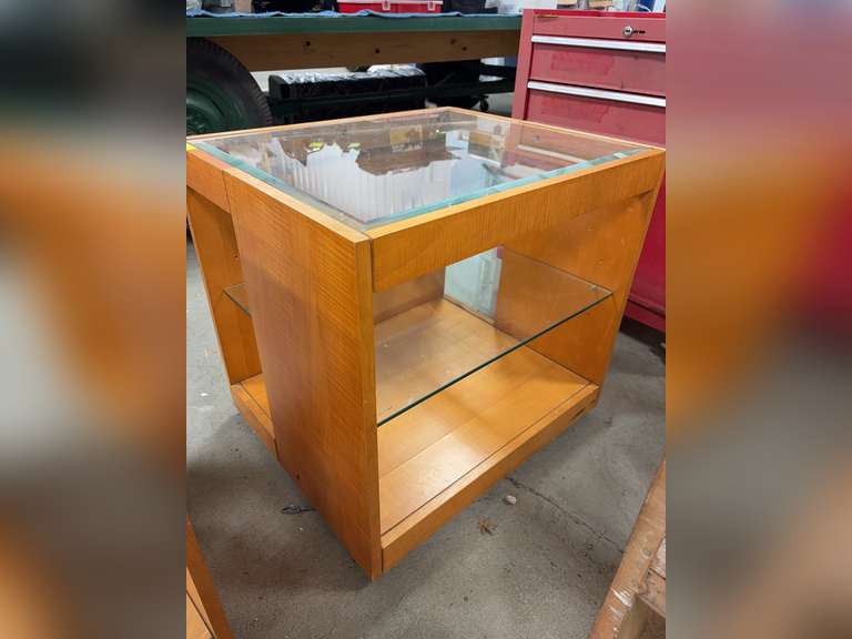 Wooden Side Table with Glass Top and open shelf (matches 119)