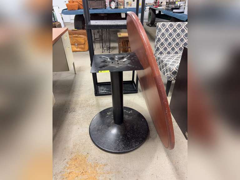 Wooden Round Table with metal Base