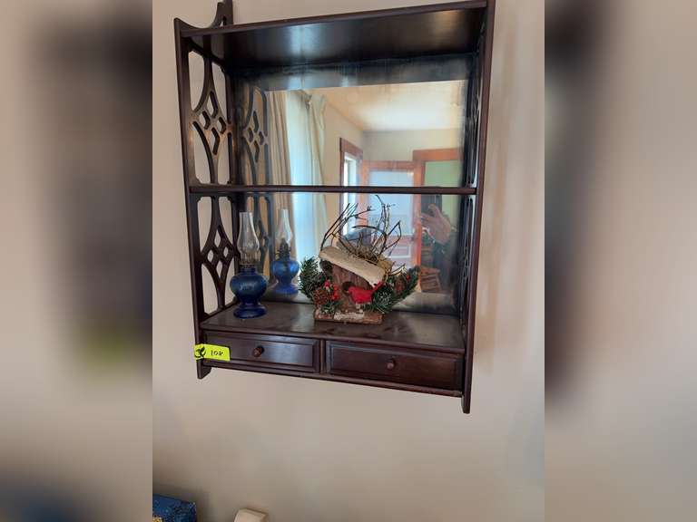 Wall Shelf with Mirror & contents