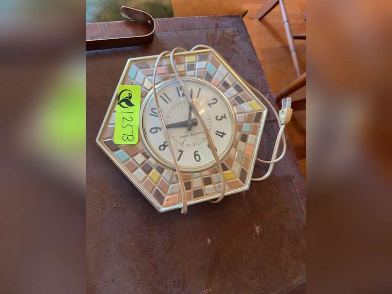 Mid Century Multicolor Mosaic Wall Clock