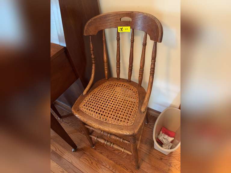Rattan Seat curved back oak chair