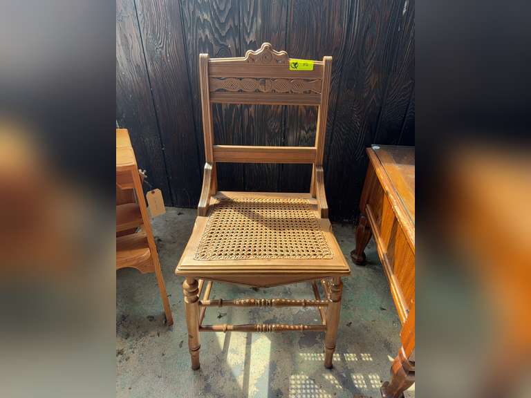 Carved wood frame side chair