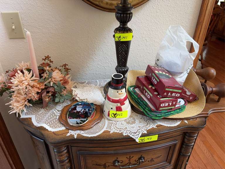 Contents on top of chest, candles and more