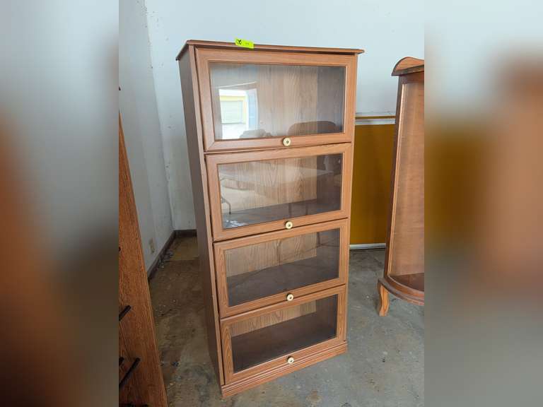 4-tier barrister bookcase with flip-up glass doors