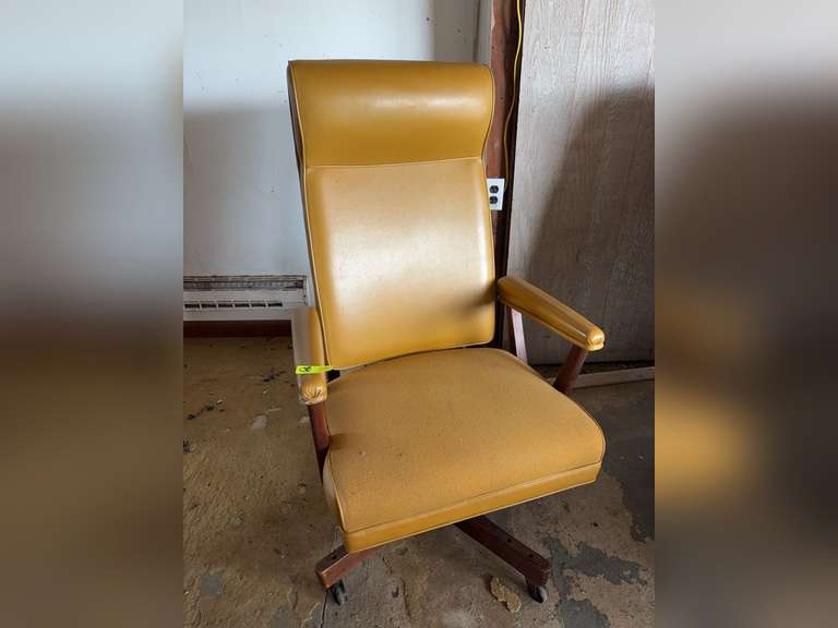 Yellow upholstered desk chair