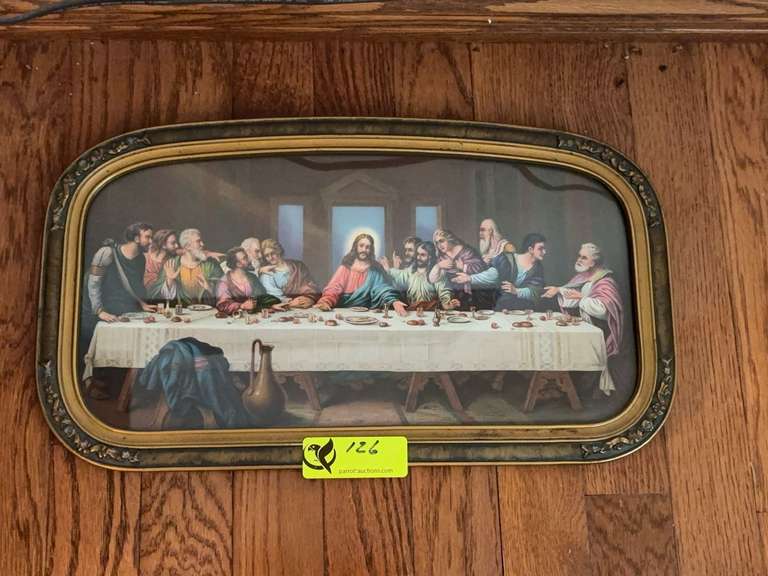Vintage Last Supper Framed picture 16.5” x 9.5”