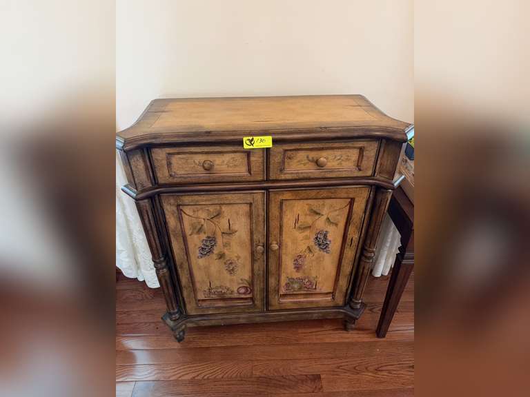 Hand decorated wine cabinet 28.5” x 32”