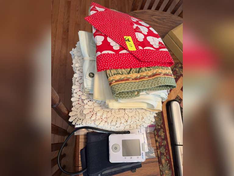 Placemats, table cloths, blood pressure cuff