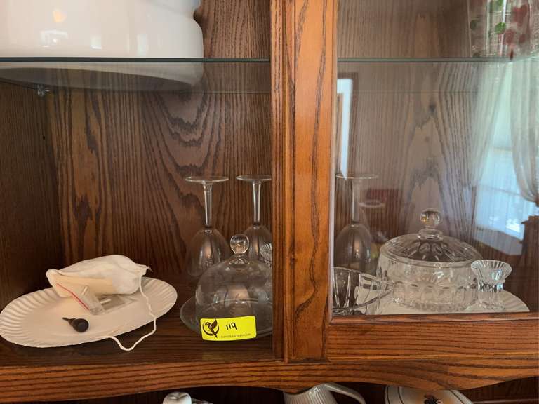 Clear Glass ware, covered butter, wineglasses