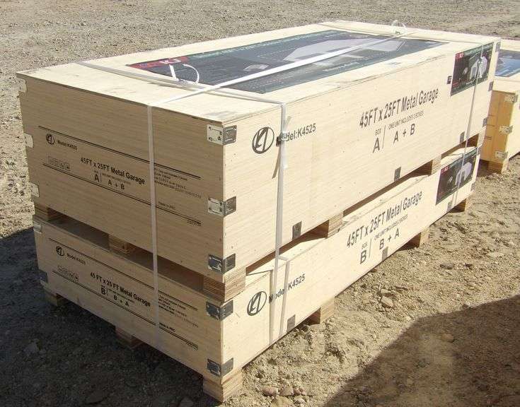 E-485 Double Garage Steel Barn Shed 45' x 25'