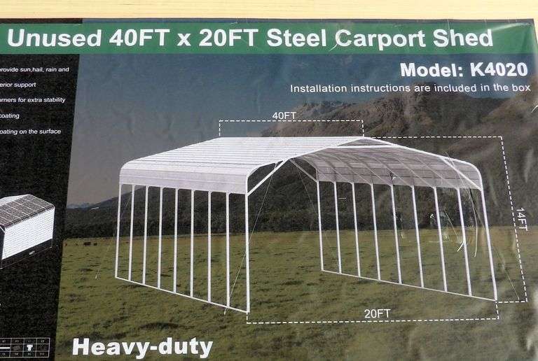 E-466 Steel Carport Shed 40' x 20'