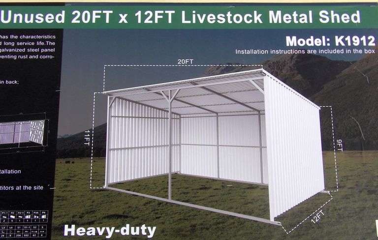 E-465 Livestock Metal Shed 20' x 12'