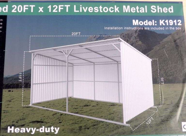 E-472 Livestock Metal Shed 20' x 12'