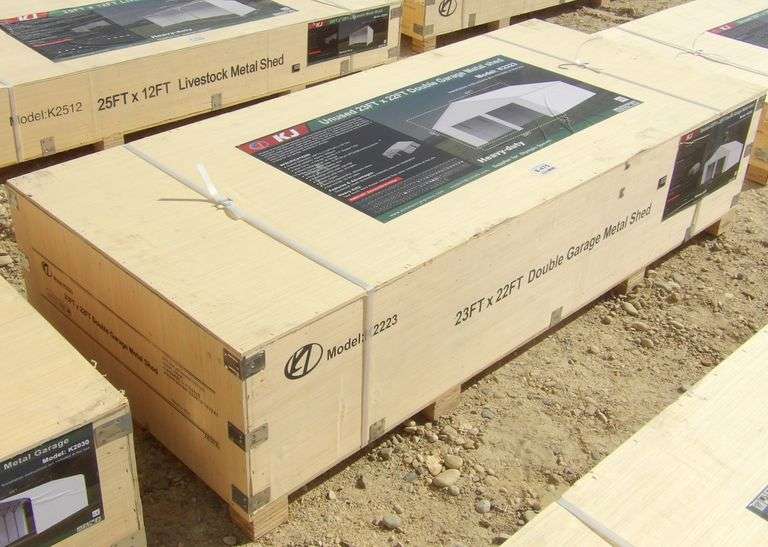 E-475 Double Garage Metal Shed 23' x 22'