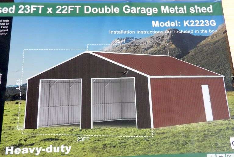 E-468 Double Garage Shed 23' x 22