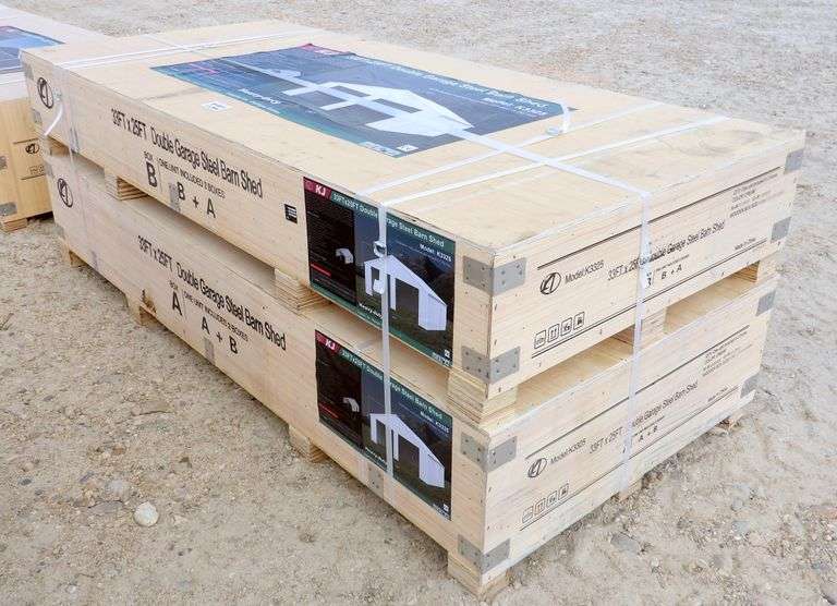 E-461 Double Garage Steel Barn Shed 33' x 25'