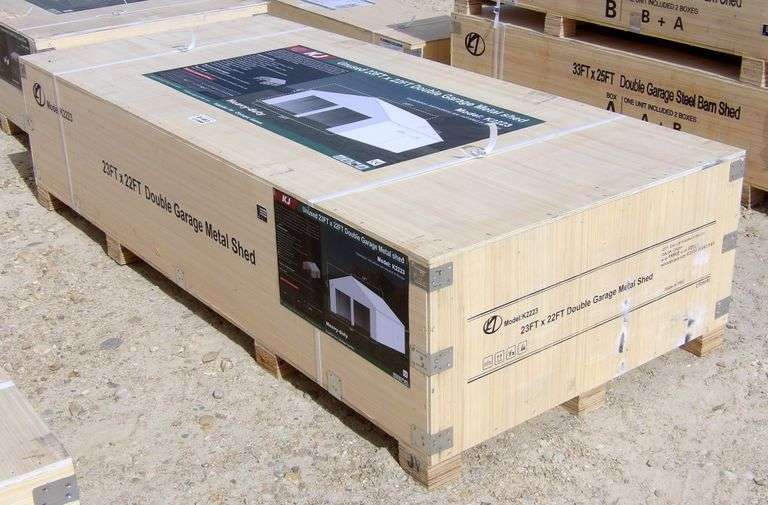 E-463 Double Garage Metal Shed 23' x 22'