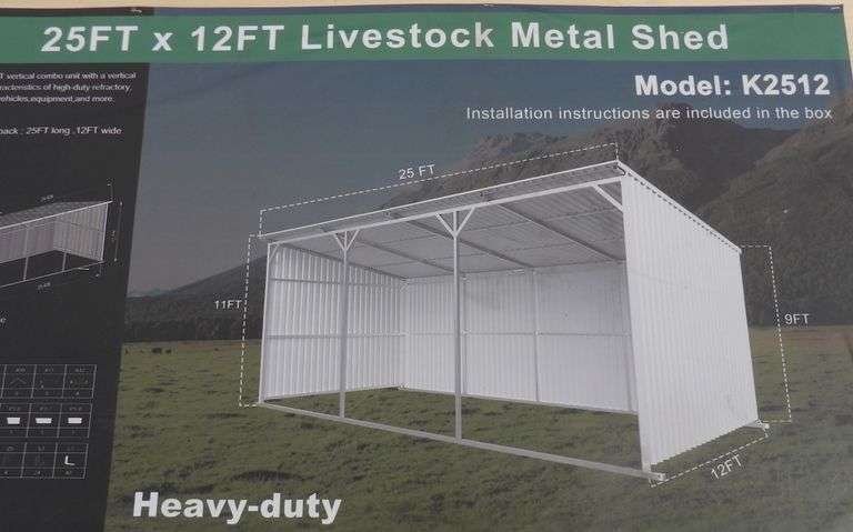 E-464 Livestock Metal Shed 25' x 12'