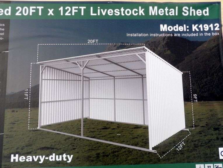 E-474 Livestock Metal Shed 20' x 12'