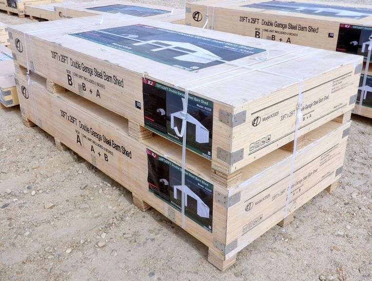 E-462 Double Garage Steel Barn Shed 33' x 25'