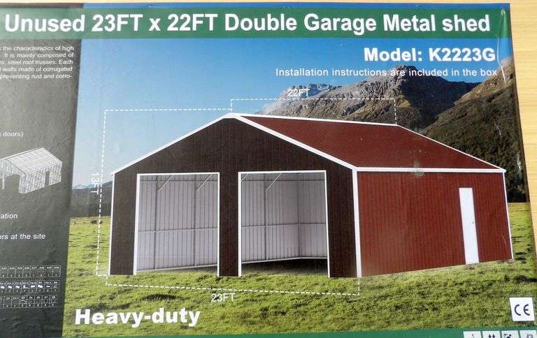 E-478 Double Garage Metal Shed 23' x 22'