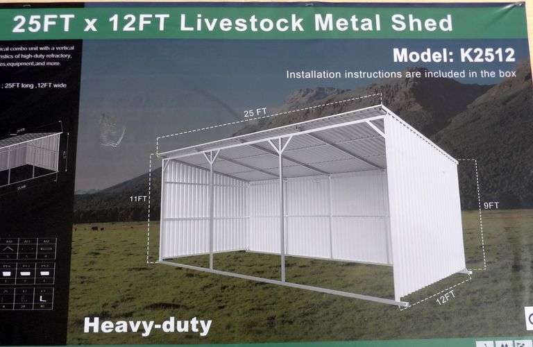 E-477 Livestock Metal Shed 25' x 12'