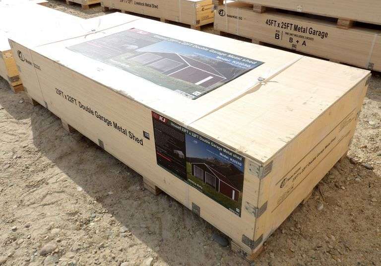 E-478 Double Garage Metal Shed 23' x 22'